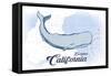 Encinitas, California - Whale - Blue - Coastal Icon-Lantern Press-Framed Stretched Canvas