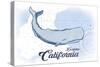 Encinitas, California - Whale - Blue - Coastal Icon-Lantern Press-Stretched Canvas