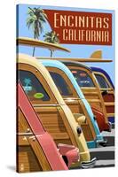 Encinitas, California - Woodies Lined Up-Lantern Press-Stretched Canvas