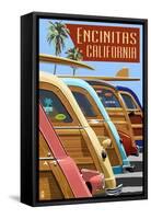 Encinitas, California - Woodies Lined Up-Lantern Press-Framed Stretched Canvas