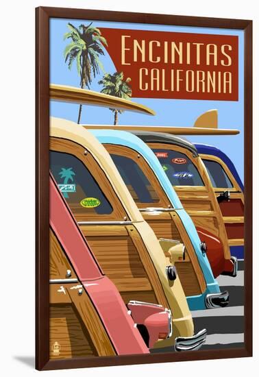 Encinitas, California - Woodies Lined Up-Lantern Press-Framed Art Print