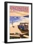 Encinitas, California - Woody on Beach-Lantern Press-Framed Art Print