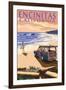 Encinitas, California - Woody on Beach-Lantern Press-Framed Art Print