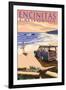 Encinitas, California - Woody on Beach-Lantern Press-Framed Art Print