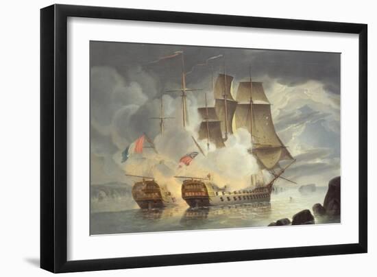 Encounter Between the Mars and the Hercules, c.1798-John C. Schetky-Framed Giclee Print