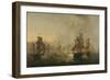 Encounter of the Dutch and the English Fleet-Martinus Schouman-Framed Art Print