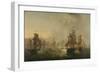 Encounter of the Dutch and the English Fleet-Martinus Schouman-Framed Art Print
