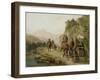 Encounter of Travellers and Fairground Entertainer with a Bear-Camille Pissarro-Framed Giclee Print