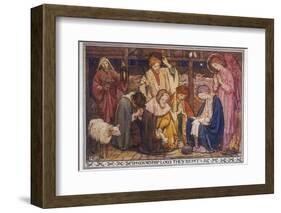 Encouraged by the Angels the Shepherds Come to Jesus' Cradle to Worship the Child-M. Dibden-Framed Photographic Print