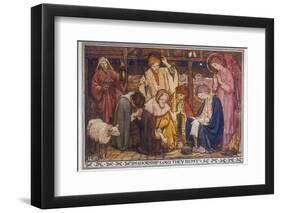 Encouraged by the Angels the Shepherds Come to Jesus' Cradle to Worship the Child-M. Dibden-Framed Photographic Print