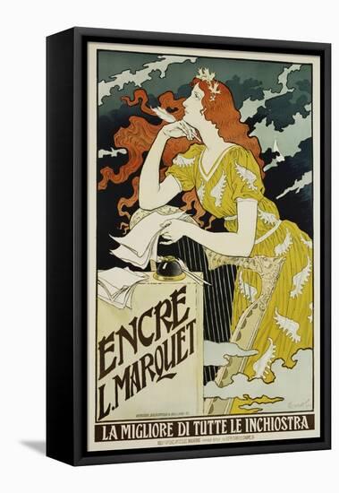 Encre L. Marquet Writing Products Poster-Eugene Grasset-Framed Stretched Canvas