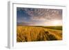 End of Day over Field with Straw-Taras Lesiv-Framed Photographic Print