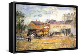 End of The Tram, Oak Park, Illinois-Childe Hassam-Framed Stretched Canvas