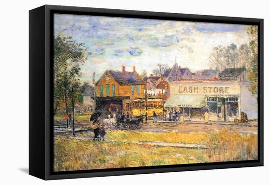 End of the Tram, Oak Park, Illinois-Childe Hassam-Framed Stretched Canvas