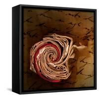 End View of a Rolled Notebook with Hand Written Script-Trigger Image-Framed Stretched Canvas