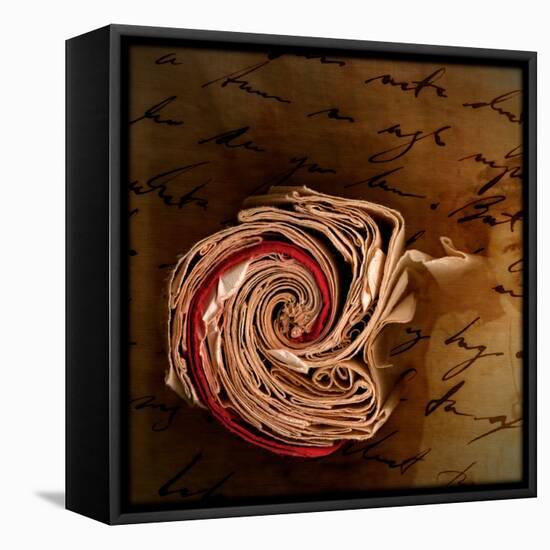 End View of a Rolled Notebook with Hand Written Script-Trigger Image-Framed Stretched Canvas