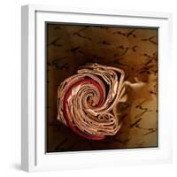 End View of a Rolled Notebook with Hand Written Script-Trigger Image-Framed Photographic Print