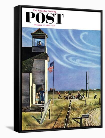 "Endl of Recess" Saturday Evening Post Cover, October 17, 1953-John Falter-Framed Stretched Canvas