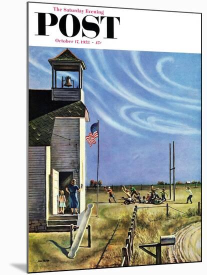 "Endl of Recess" Saturday Evening Post Cover, October 17, 1953-John Falter-Mounted Giclee Print