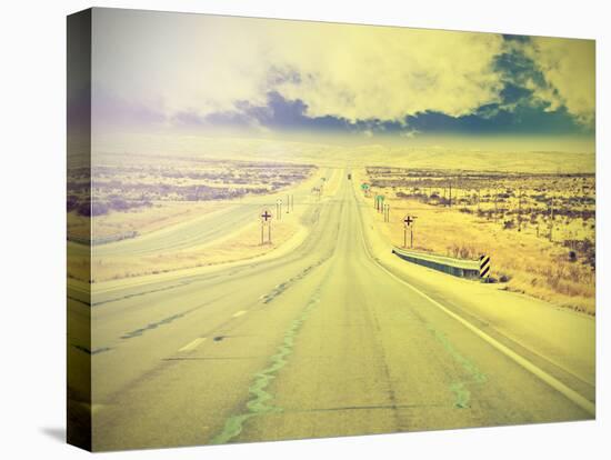 Endless Country Highway, Vintage Retro Effect.-Maciej Bledowski-Stretched Canvas