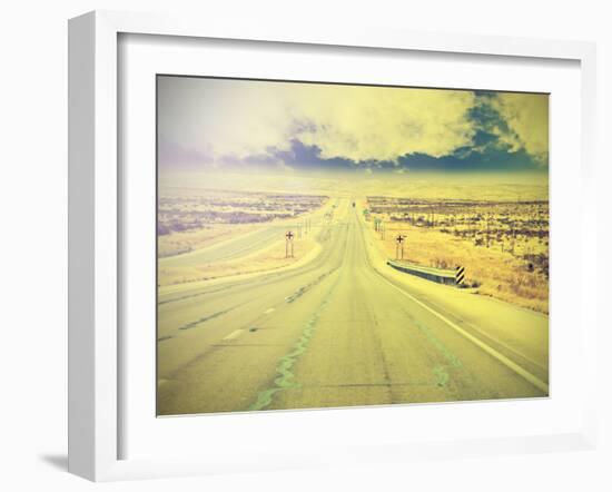 Endless Country Highway, Vintage Retro Effect.-Maciej Bledowski-Framed Photographic Print