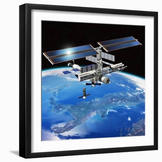 ENEIDE Mission To the ISS, Artwork-David Ducros-Framed Premium Photographic Print