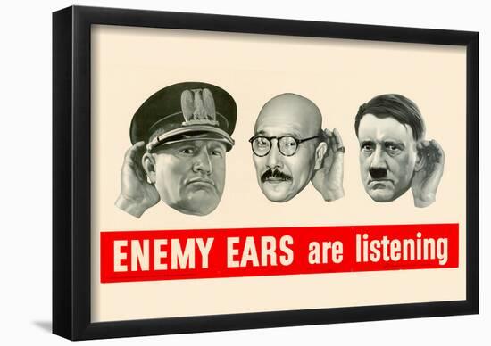 Enemy Ears Are Listening WWII War Propaganda Art Print Poster-null-Framed Poster