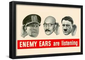 Enemy Ears Are Listening WWII War Propaganda Art Print Poster-null-Framed Poster