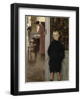 Enfant et femme dans un intérieur-Paul Mathey-Framed Premium Giclee Print