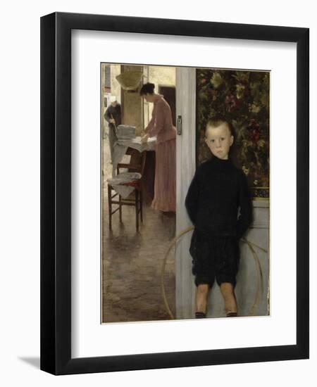 Enfant et femme dans un intérieur-Paul Mathey-Framed Premium Giclee Print