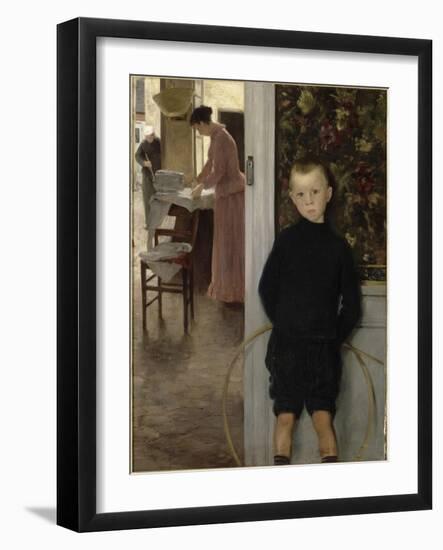 Enfant et femme dans un intérieur-Paul Mathey-Framed Giclee Print