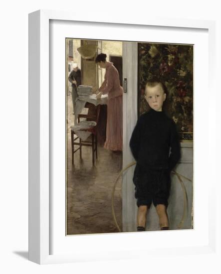 Enfant et femme dans un intérieur-Paul Mathey-Framed Giclee Print