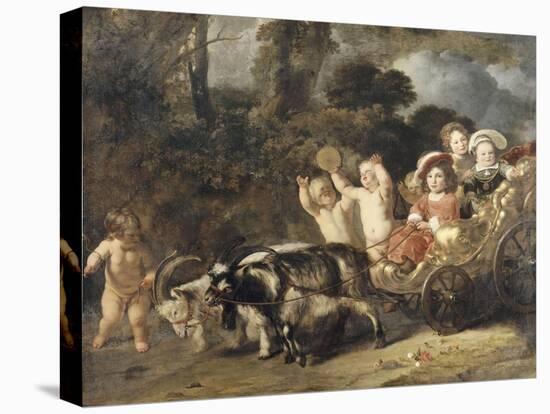 Enfants nobles (famille Trip?) dans un char trainé par des chèvres (dit autrefois : les enfants de-Ferdinand Bol-Stretched Canvas