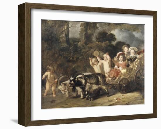 Enfants nobles (famille Trip?) dans un char trainé par des chèvres (dit autrefois : les enfants de-Ferdinand Bol-Framed Giclee Print