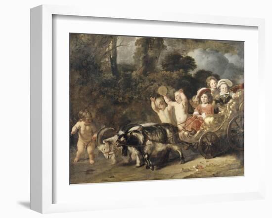 Enfants nobles (famille Trip?) dans un char trainé par des chèvres (dit autrefois : les enfants de-Ferdinand Bol-Framed Giclee Print