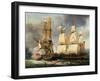 Engagement Between French Corvette La Bayonnaise and English Frigate The Ambush, 14 December 1798-Jean-Francois Hue-Framed Giclee Print