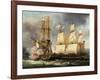 Engagement Between French Corvette La Bayonnaise and English Frigate The Ambush, 14 December 1798-Jean-Francois Hue-Framed Giclee Print