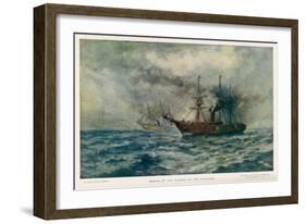 Engagement Between the Federal Steam-Sloop Kearsarge and the Confederate War-Steamer Alabama-Robert Hopkin-Framed Art Print