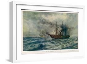 Engagement Between the Federal Steam-Sloop Kearsarge and the Confederate War-Steamer Alabama-Robert Hopkin-Framed Art Print