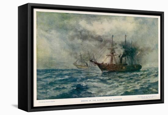 Engagement Between the Federal Steam-Sloop Kearsarge and the Confederate War-Steamer Alabama-Robert Hopkin-Framed Stretched Canvas