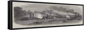 Engagement Off Fort Pillow, Mississippi River, Between Federal and Confederate Gun-Boats-null-Framed Stretched Canvas