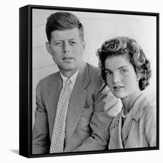 Engagement Portrait of John Kennedy and Jacqueline Bouvier-null-Framed Stretched Canvas