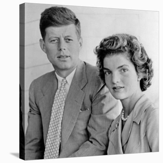 Engagement Portrait of John Kennedy and Jacqueline Bouvier-null-Stretched Canvas