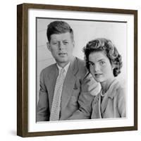 Engagement Portrait of John Kennedy and Jacqueline Bouvier-null-Framed Photo