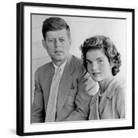 Engagement Portrait of John Kennedy and Jacqueline Bouvier-null-Framed Photo