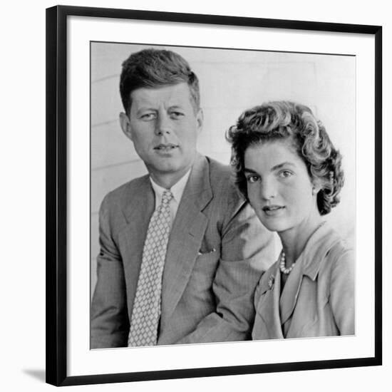 Engagement Portrait of John Kennedy and Jacqueline Bouvier-null-Framed Photo