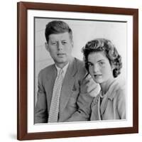 Engagement Portrait of John Kennedy and Jacqueline Bouvier-null-Framed Photo