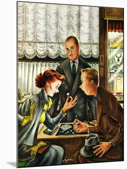 "Engagement Ring," May 7, 1949-Constantin Alajalov-Mounted Giclee Print