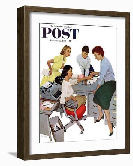 "Engagement Ring" Saturday Evening Post Cover, February 22, 1958-Kurt Ard-Framed Giclee Print