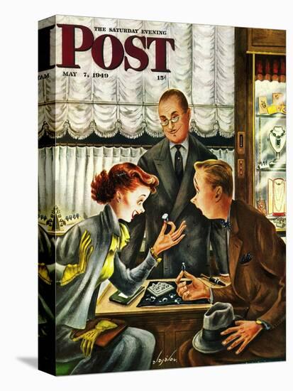 "Engagement Ring," Saturday Evening Post Cover, May 7, 1949-Constantin Alajalov-Stretched Canvas